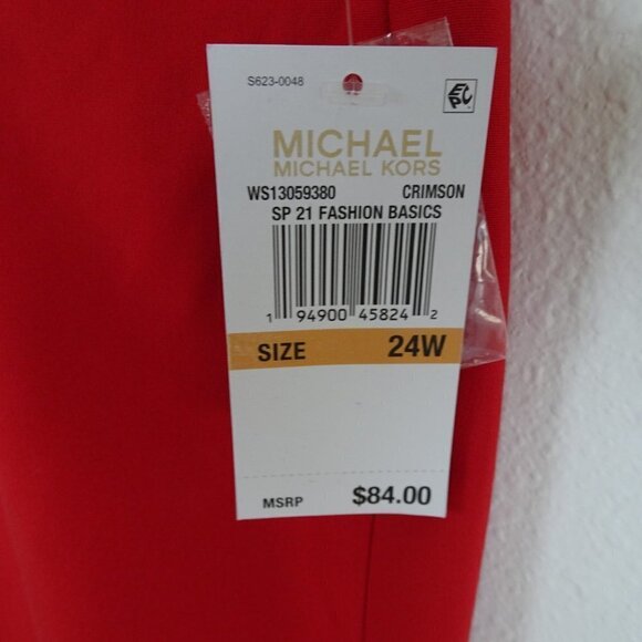 Michael Kors Cropped Pants Women's Plus Size 24W Red Stretch - Picture 6 of 6